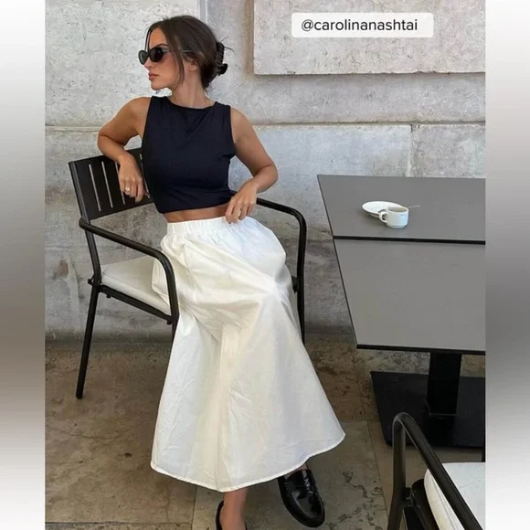 Na Kd Cotton Elastic Skirt Na-Kd Skirts Nakd Elastic Cotton Midi